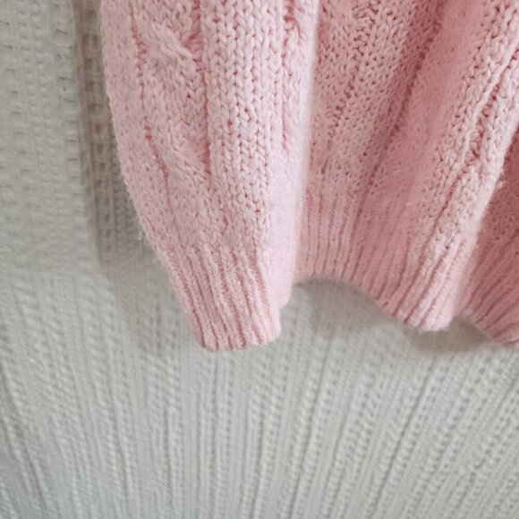 Vintage Partners by Mervyns Pink Chunky Cable Knit Mock Neck Sweater Size Large - Picture 6 of 10